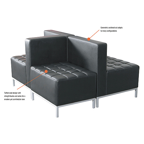 Alera QUB Series Corner Sectional, 26.38w x 26.38d x 30.5h, Black (ALEQB8016)