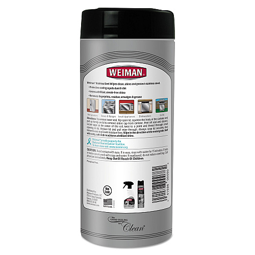 WEIMAN Stainless Steel Wipes, 1-Ply, 7 x 8, White, 30/Canister, 4 Canisters/Carton (92CT)
