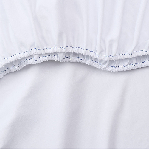 Host & Home Microfiber Fitted Sheets Queen - White W/ Blue Hem - Case Of 24 (MFS-608012)