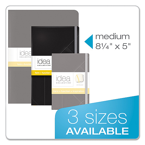 TOPS Idea Collective Journal, Hardcover with Elastic Closure, 1-Subject, Wide/Legal Rule, Black Cover, (120) 8.25 x 5 Sheets (56872)