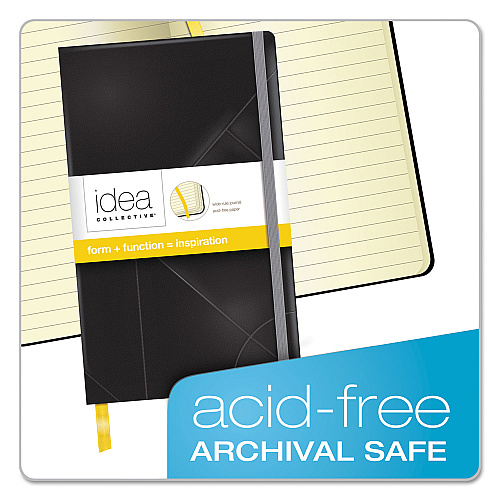 TOPS Idea Collective Journal, Hardcover with Elastic Closure, 1-Subject, Wide/Legal Rule, Black Cover, (120) 8.25 x 5 Sheets (56872)