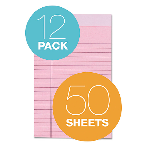 TOPS Prism + Colored Writing Pads, Narrow Rule, 50 Pastel Pink 5 x 8 Sheets, 12/Pack (63050)