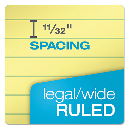 TOPS Docket Gold Ruled Perforated Pads, Wide/Legal Rule, 50 Canary-Yellow 8.5 x 14 Sheets, 12/Pack (63980)
