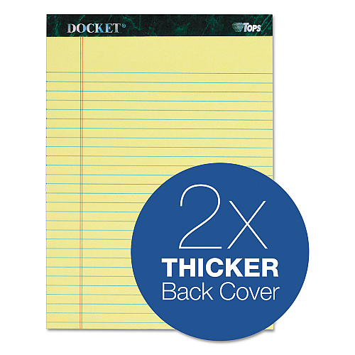 TOPS Docket Ruled Perforated Pads, Wide/Legal Rule, 50 Canary-Yellow 8.5 x 11.75 Sheets, 6/Pack (63406)