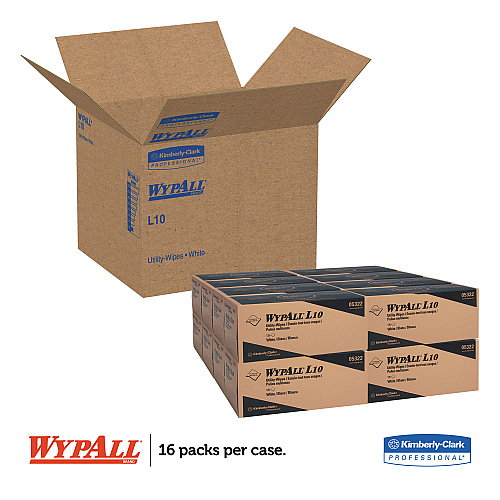 WypAll L10 Towels POP-UP Box, 1-Ply, 12 x 10.25, White, 125/Box, 18 Boxes/Carton (05322)
