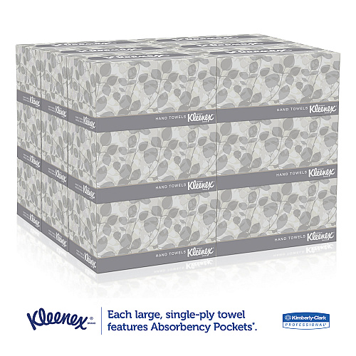 Kleenex Hand Towels, POP-UP Box, Cloth, 1-Ply, 9 x 10.5, Unscented, White, 120/Box, 18 Boxes/Carton (01701CT)