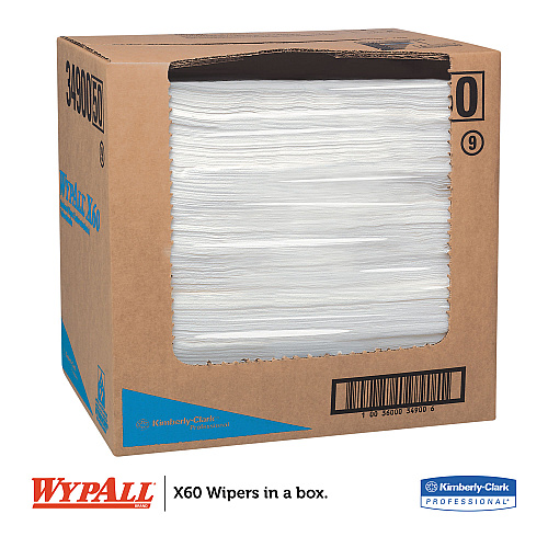 WypAll General Clean X60 Cloths, Flat Sheet, 12.5 x 16.8, White, 150/Box, 6 Boxes/Carton (34900)