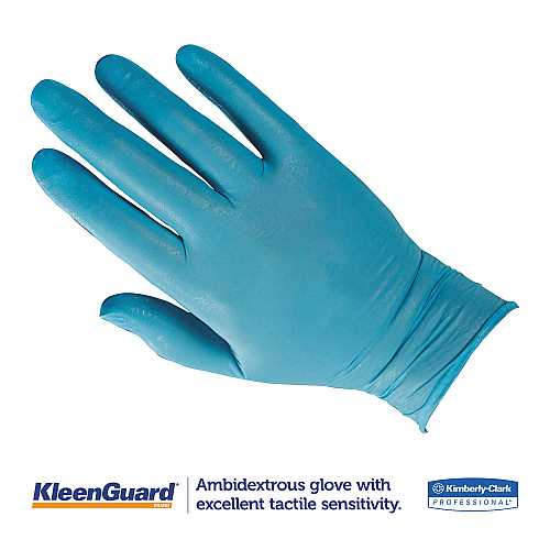 KleenGuard G10 Nitrile Gloves, Powder-Free, Blue, 242 mm Length, Large, 100/Box, 10 Boxes/Carton (57373CT)