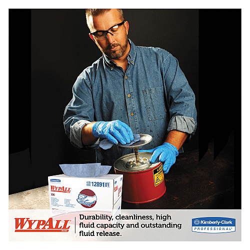 WypAll X90 Cloths, BRAG Box, 2-Ply, 11.1 x 16.8, Denim Blue, 136/Carton (12891)