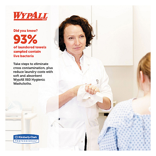 WypAll X50 Cloths, 1/4 Fold, 12.5 x 10, White, 26/Pack, 32 Packs/Carton (35025)