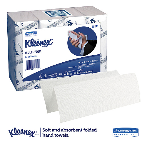 Kleenex&reg; Multifold Paper Towels, 1-Ply, White, 600 Towels (88130)