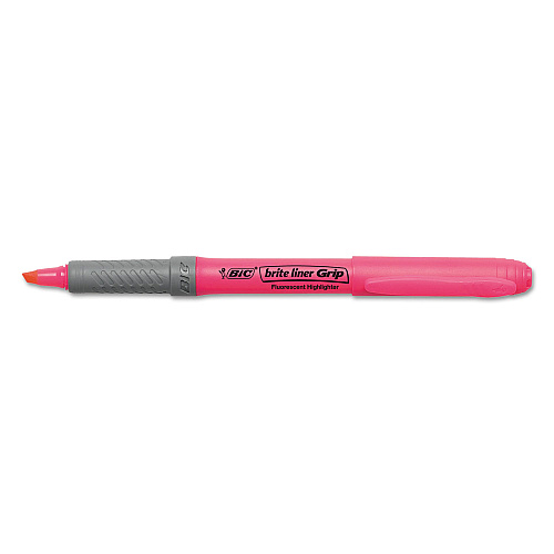 BIC Brite Liner Grip Pocket Highlighter, Assorted Ink Colors, Chisel Tip, Assorted Barrel Colors, 5/Set (GBLP51ASST)