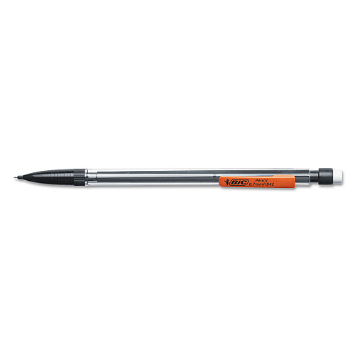 BIC Xtra Smooth Mechanical Pencils with Tube of Lead, 0.7 mm, HB (#2), Black Lead, Clear Barrel, Dozen (MP11)