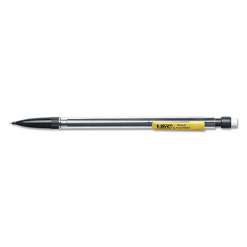 BIC Xtra Smooth Mechanical Pencils with Tube of Lead, 0.7 mm, HB (#2), Black Lead, Clear Barrel, Dozen (MP11)