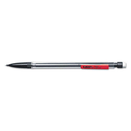 BIC Xtra Smooth Mechanical Pencils with Tube of Lead, 0.7 mm, HB (#2), Black Lead, Clear Barrel, Dozen (MP11)