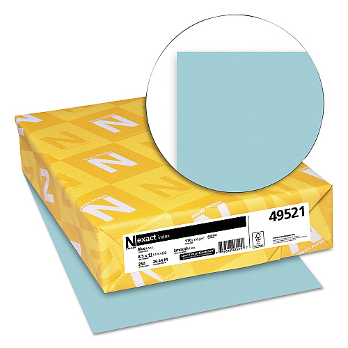 Neenah Paper Exact Index Card Stock, 110 lb Index Weight, 8.5 x 11, Blue, 250/Pack (49521)
