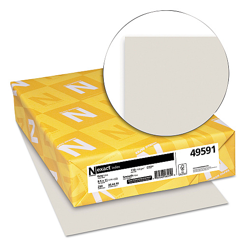 Neenah Paper Exact Index Card Stock, 110 lb Index Weight, 8.5 x 11, Gray, 250/Pack (49591)