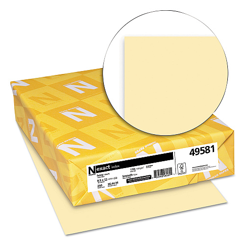 Neenah Paper Exact Index Card Stock, 110 lb Index Weight, 8.5 x 11, Ivory, 250/Pack (49581)