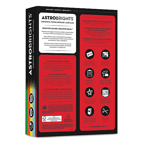 Astrobrights Color Cardstock -"Eco" Assortment, 65 lb Cover Weight, 8.5 x 11, Assorted, 250/Pack (98853)