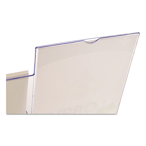Deflecto Superior Image Slanted Sign Holder with Side Pocket, 13.5w x 4.25d x 10.88h, Clear (599401)