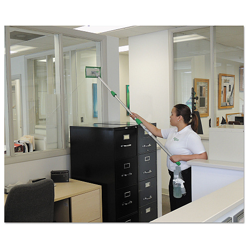 Unger SpeedClean Window Cleaning Kit, 72" to 80", Extension Pole With 8" Pad Holder, Silver/Green (CK053)