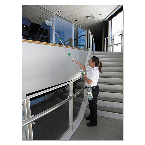 Unger SpeedClean Window Cleaning Kit, 72" to 80", Extension Pole With 8" Pad Holder, Silver/Green (CK053)