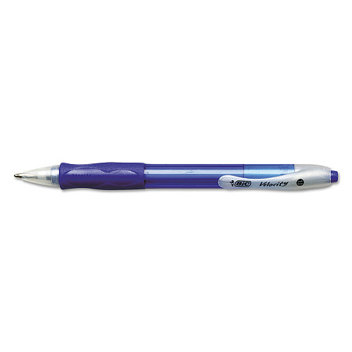 BIC Velocity Easy Glide Ballpoint Pen Value Pack, Retractable, Medium 1 mm, Blue Ink, Translucent Blue Barrel, 36/Pack (VLG361BE)