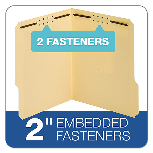 Pendaflex Top Tab Fastener Folder, 0.75" Expansion, 2 Fasteners, Letter Size, Manila Exterior, 50/Box (1453718PT)