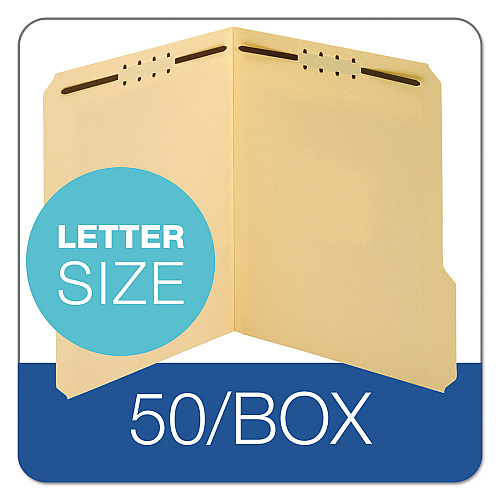 Pendaflex Top Tab Fastener Folder, 0.75" Expansion, 2 Fasteners, Letter Size, Manila Exterior, 50/Box (1453718PT)