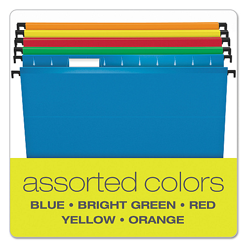 Pendaflex SureHook Hanging Folders, Letter Size, 1/5-Cut Tabs, Assorted Colors, 20/Box (615215ASST)
