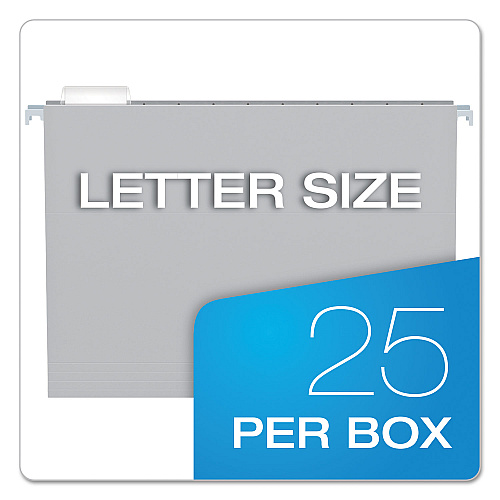 Pendaflex Colored Hanging Folders, Letter Size, 1/5-Cut Tabs, Gray, 25/Box (81604)