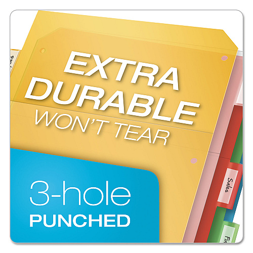 Cardinal Poly Ring Binder Pockets, 8.5 x 11, Letter, Assorted Colors, 5/Pack (84009)