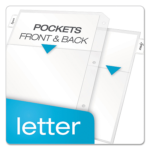 Cardinal Poly Ring Binder Pockets, 8.5 x 11, Clear, 5/Pack (84010)