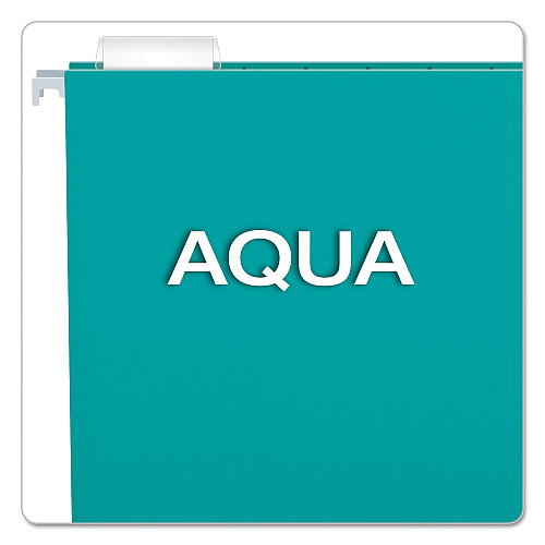 Pendaflex Colored Hanging Folders, Letter Size, 1/5-Cut Tabs, Aqua, 25/Box (81616)