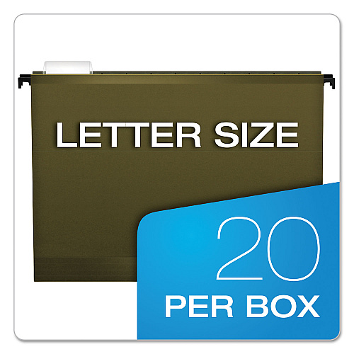 Pendaflex SureHook Hanging Folders, Letter Size, 1/5-Cut Tabs, Standard Green, 20/Box (615215)