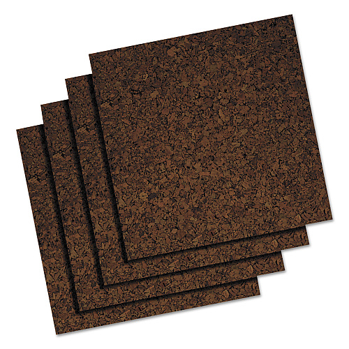 Universal Cork Tile Panels, 12 x 12, Dark Brown Surface, 4/Pack (UNV43403)