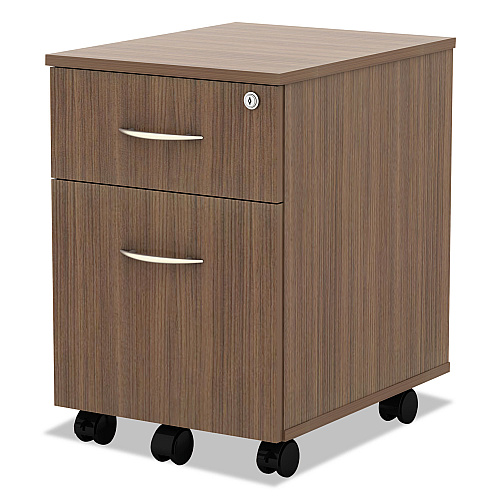 Alera Valencia Series Mobile Pedestal, Left/Right, 2-Drawers: Box/File, Legal/Letter, Modern Walnut, 15.88" x 19.13" x 22.88" (ALEVABFWA)
