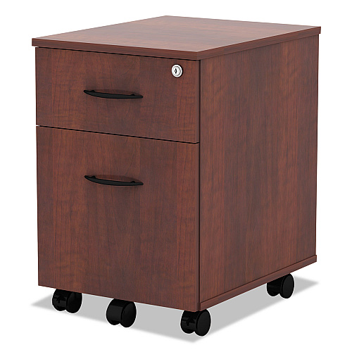 Alera Valencia Series Mobile Pedestal, Left/Right, 2-Drawers: Box/File, Legal/Letter, Medium Cherry, 15.88" x 19.13" x 22.88" (ALEVABFMC)