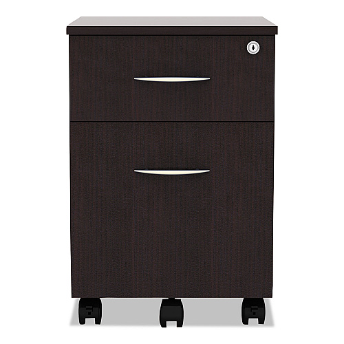Alera Valencia Series Mobile Pedestal, Left or Right, 2-Drawers: Box/File, Legal/Letter, Espresso, 15.88" x 19.13" x 22.88" (ALEVABFES)