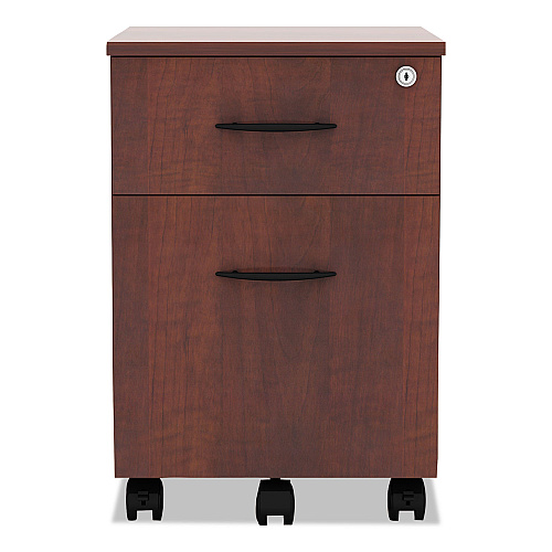 Alera Valencia Series Mobile Pedestal, Left/Right, 2-Drawers: Box/File, Legal/Letter, Medium Cherry, 15.88" x 19.13" x 22.88" (ALEVABFMC)