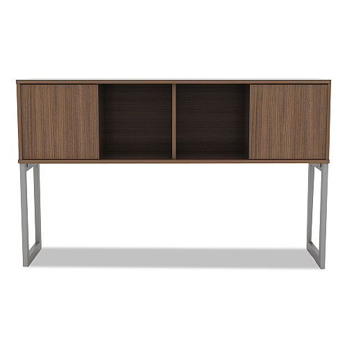 Alera Open Office Desk Series Hutch, 59w x 15d x 36.38h, Modern Walnut (ALELSHH60WA)