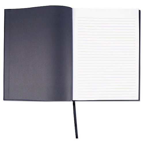 Universal Casebound Hardcover Notebook, 1-Subject, Wide/Legal Rule, Black Cover, (150) 10.25 x 7.63 Sheets (UNV66353)