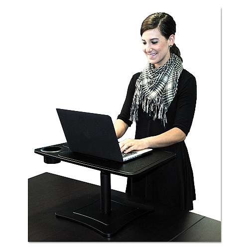 Victor High Rise Height Adjustable Laptop Stand with Storage Cup, 23.75 x 15.25 x 12 to 15.75, Black, 20 lb Weight Capacity (DC240B)