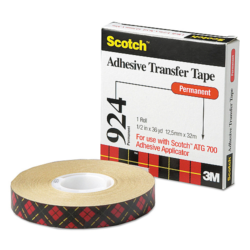 Scotch ATG Adhesive Transfer Tape, Permanent, Holds Up to 0.5 lbs, 0.5" x 36 yds, Clear (92412)