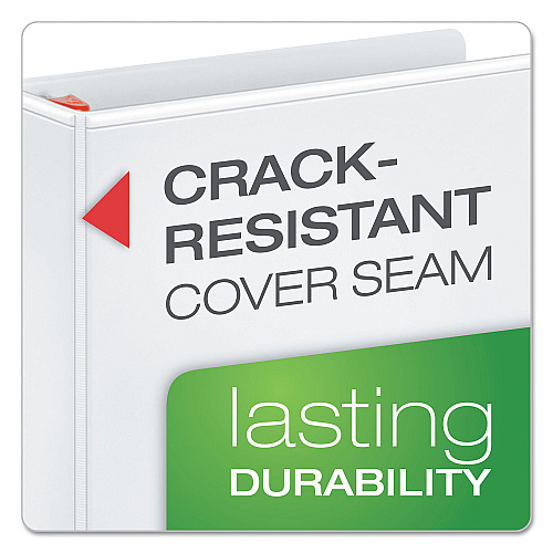 Cardinal XtraLife ClearVue Non-Stick Locking Slant-D Ring Binder, 3 Rings, 1.5" Capacity, 11 x 8.5, White (26310)