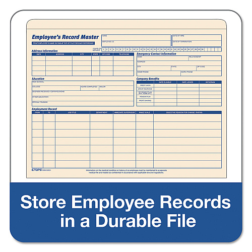 TOPS Employee Record Master File Jacket, Straight Tab, Letter Size, Manila, 20/Pack (3280)