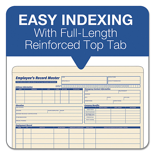 TOPS Employee Record Master File Jacket, Straight Tab, Letter Size, Manila, 20/Pack (3280)
