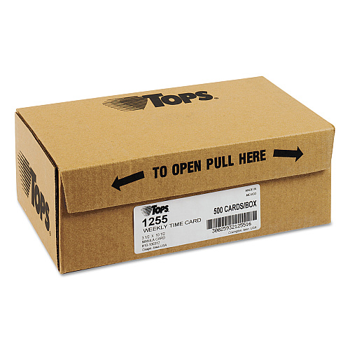 TOPS Time Clock Cards, Replacement for 10-100312/1950-9301/K14-36981D, One Side, 3.5 x 10.5, 500/Box (1255)