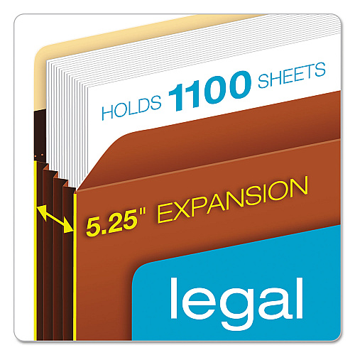 Pendaflex Heavy-Duty File Pockets, 5.25" Expansion, Legal Size, Redrope, 10/Box (C1536GHD)