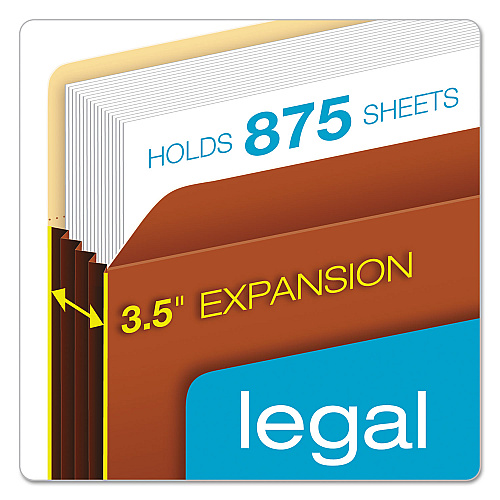 Pendaflex File Pocket with Tyvek, 3.5" Expansion, Legal Size, Redrope, 10/Box (64264)